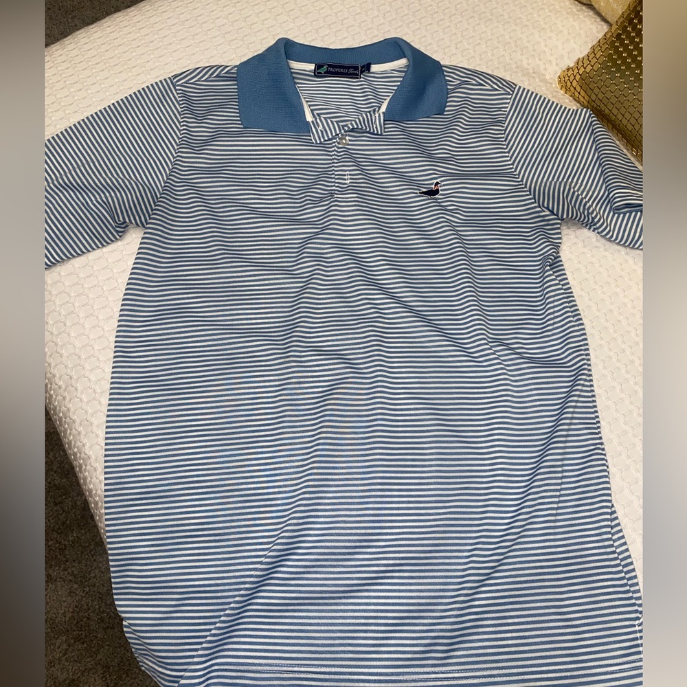 Properly Tied - short sleeve - polo style - Blue & white striped